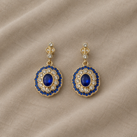 Iconic Mandala Earrings with Blue Crystal