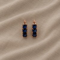 Square Blue Hoop Earrings