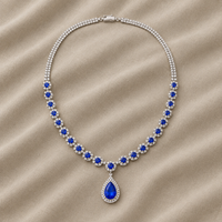 Necklace with Elegant Blue Sapphire Pendant