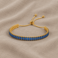 Adjustable Tennis Bracelet with Blue Crystals