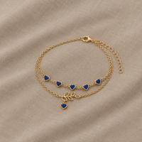 Double Layer Ankle Bracelet with Heart Pendant