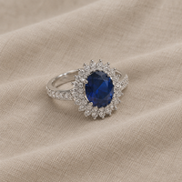 Exclusive Silver Ring with Blue Cube