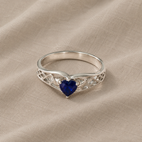 Blue Silver Heart Ring