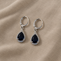 Drop Earrings with Blue Crystals