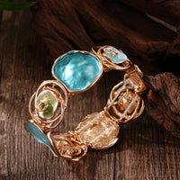 Bohemian Round Flower Geometric Cuff Elastic Bracelet