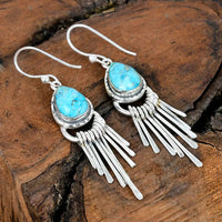 Vintage Bohemian Turquoise Tassel Long Earrings