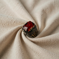 Ornate Signet Ring in Silver and Ruby