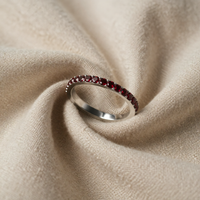 Silver Ring with Pavé Ruby