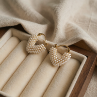 Beaded Heart Huggie Earrings