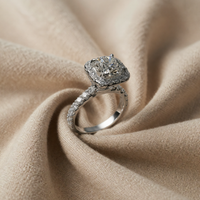 White gold ring with embedded zirconia