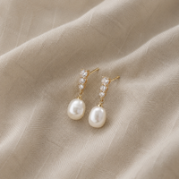 Trio Pearl Sparkle Drop Earrings