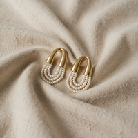 U-Link Drop Earrings with Draped Pearls