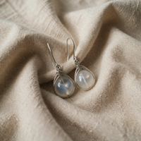Silver Moonstone Drop Earrings