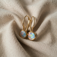 Timeless Gold-Colored White Opal Earrings