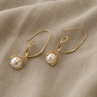 Twisted Loop Pearl Drop Earrings