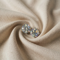 Sparkling White Gold Earrings with Zirconia