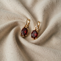 Oval Drop Earrings in Gold and Ruby