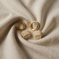 Gold Cube Drop Earrings