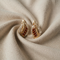 Ruby Leaf Drop Earrings