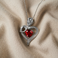 Silver ruby heart pendant necklace