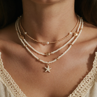 Layered necklace with starfish beads