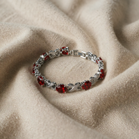 Silver and Ruby Chain Bracelet