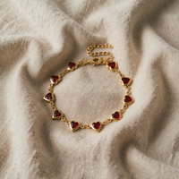 Chain Bracelet with Ruby Heart Gold