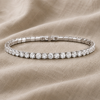 Crystal Tennis Bracelet with White Gold Finish