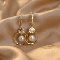 Freshwater Pearl Earrings with Diamond-Studded Spheres