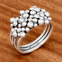 Vintage Bohemian Silver-Tone Multi-Layer Cluster Ring