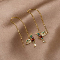 Sparkling Hummingbird Tassel Earrings