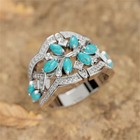 Bohemian Retro Turquoise and Crystal Statement Ring