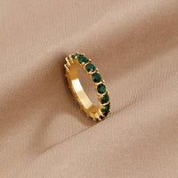 Emerald Elegance: 18K Crystal Ring