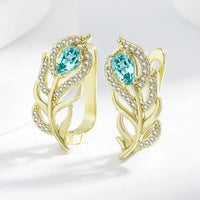 Bohemian Gold Turquoise Leaf Earrings