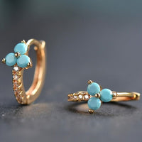 Retro Bohemian Blue Zirconia Hoop Earrings