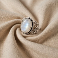 Oval Moonstone Silver Ring